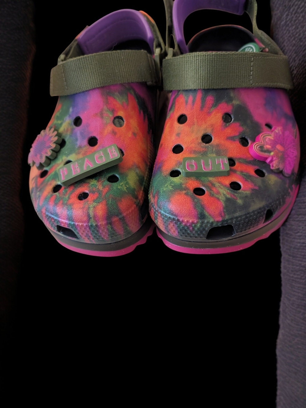 CROCS "Peace Out" Tie-Dye Clog in Pink, Purple & Green